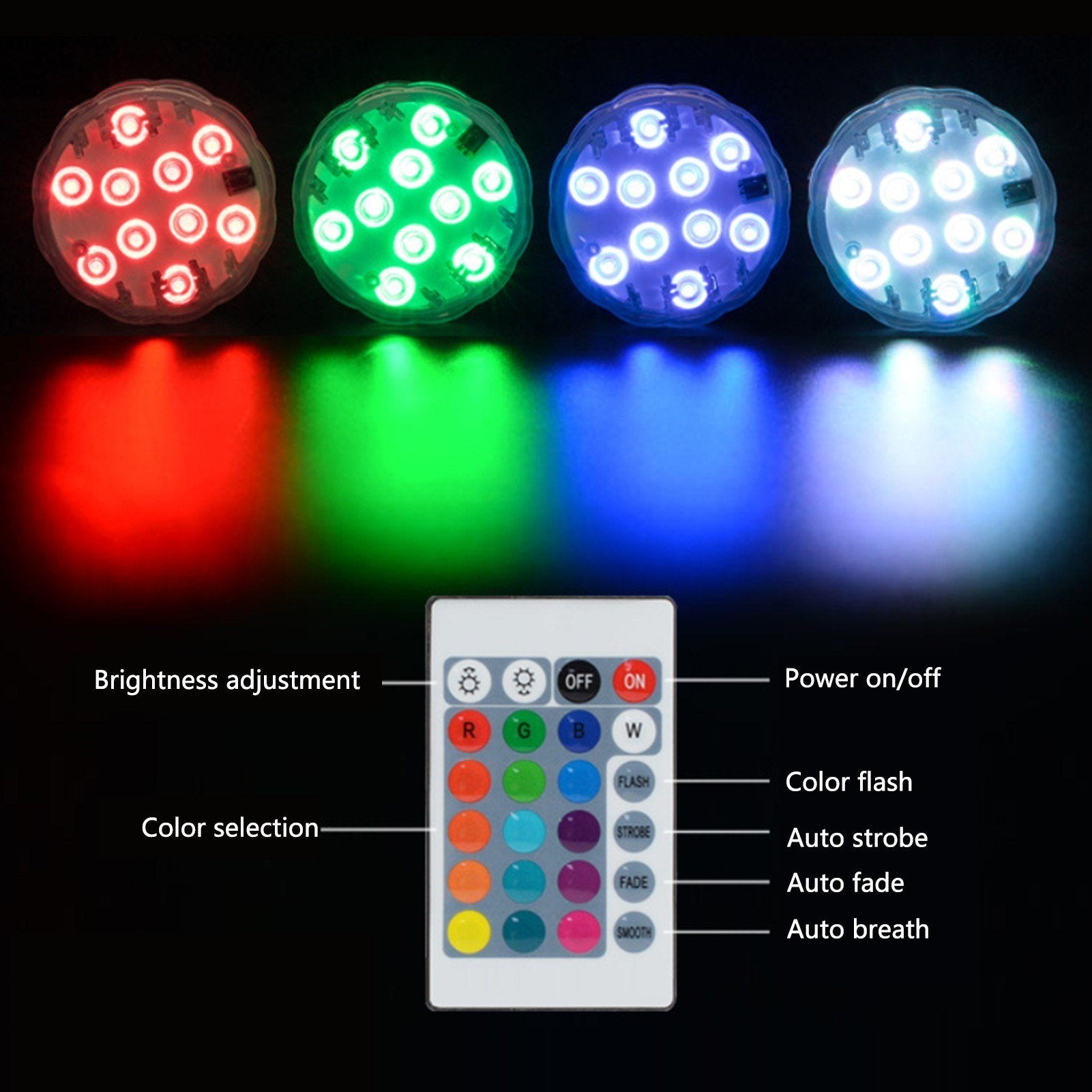 Colorful Remote Control Diving Light Waterproof Underwater Knob Light Aquarium Light