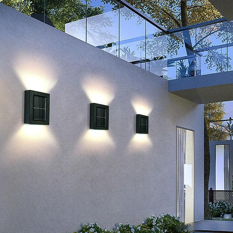 Solar Wall Lamp Outdoor Waterproof Led Illuminated Light Yard Garden Street Stair Lighting Lamp Pack 2