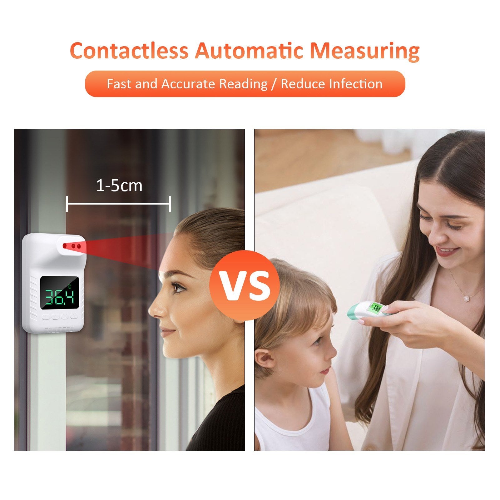 Non-contact Infrared Thermometer Wall-Mounted Automatic Forehead Thermometers