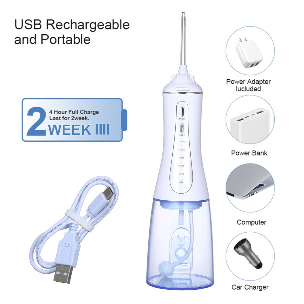 Portable Dental Oral Irrigator Rechargeable Cordless Powerful Water Flosser Teeth Cleaner Detachable