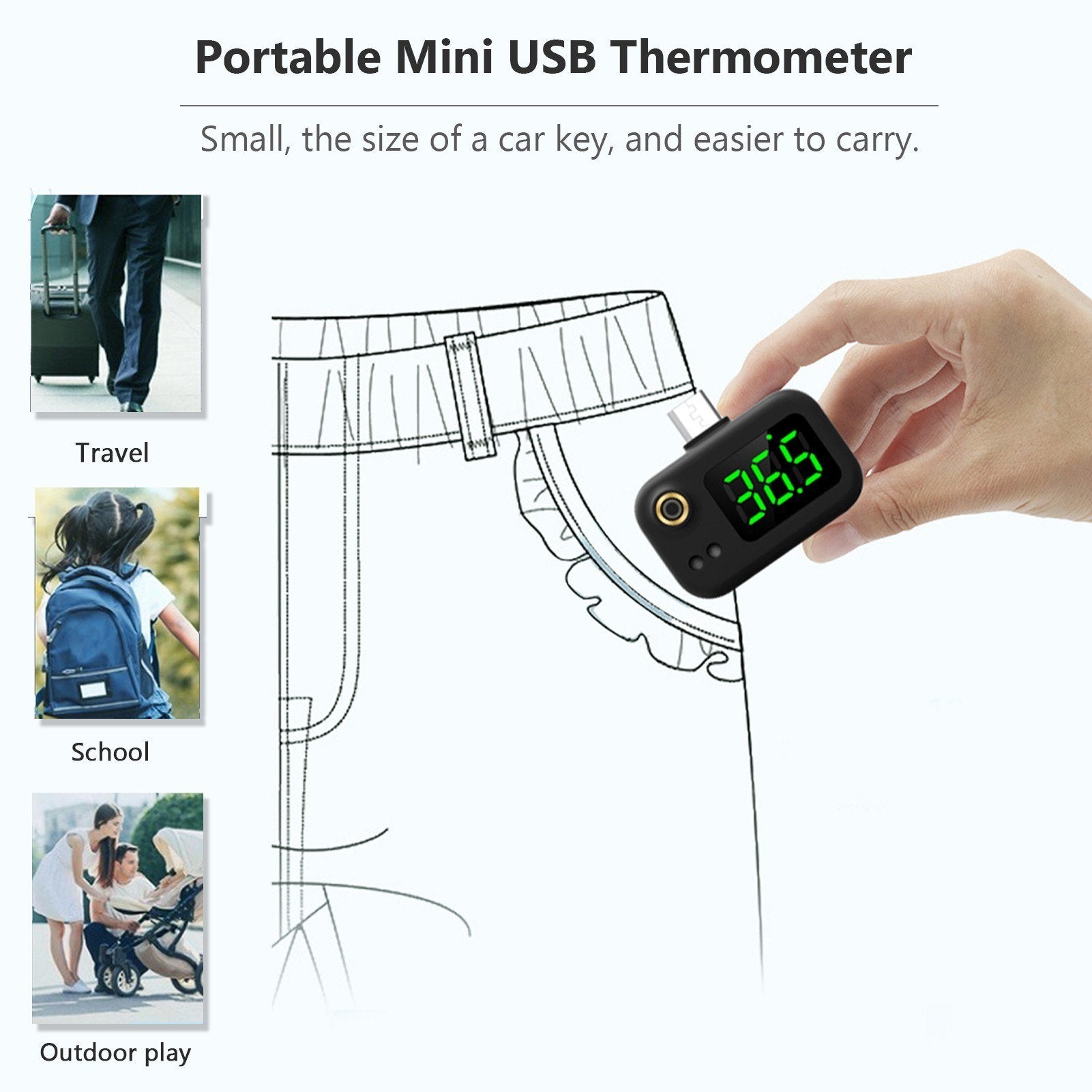 Portable Mini USB Smart Infrared Thermometer Intelligent Cell Phone Non-contact