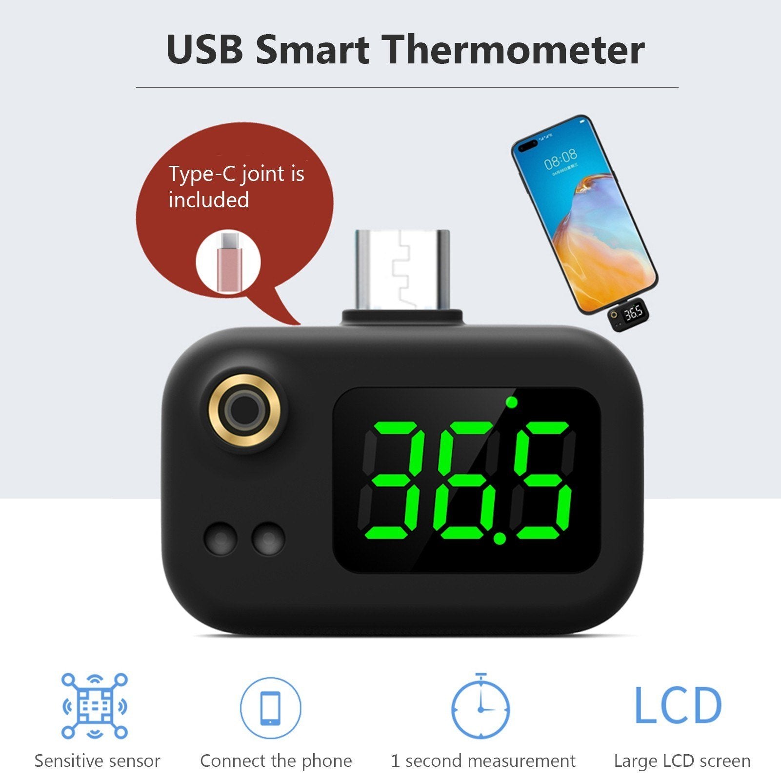 Portable Mini USB Smart Infrared Thermometer Intelligent Cell Phone Non-contact