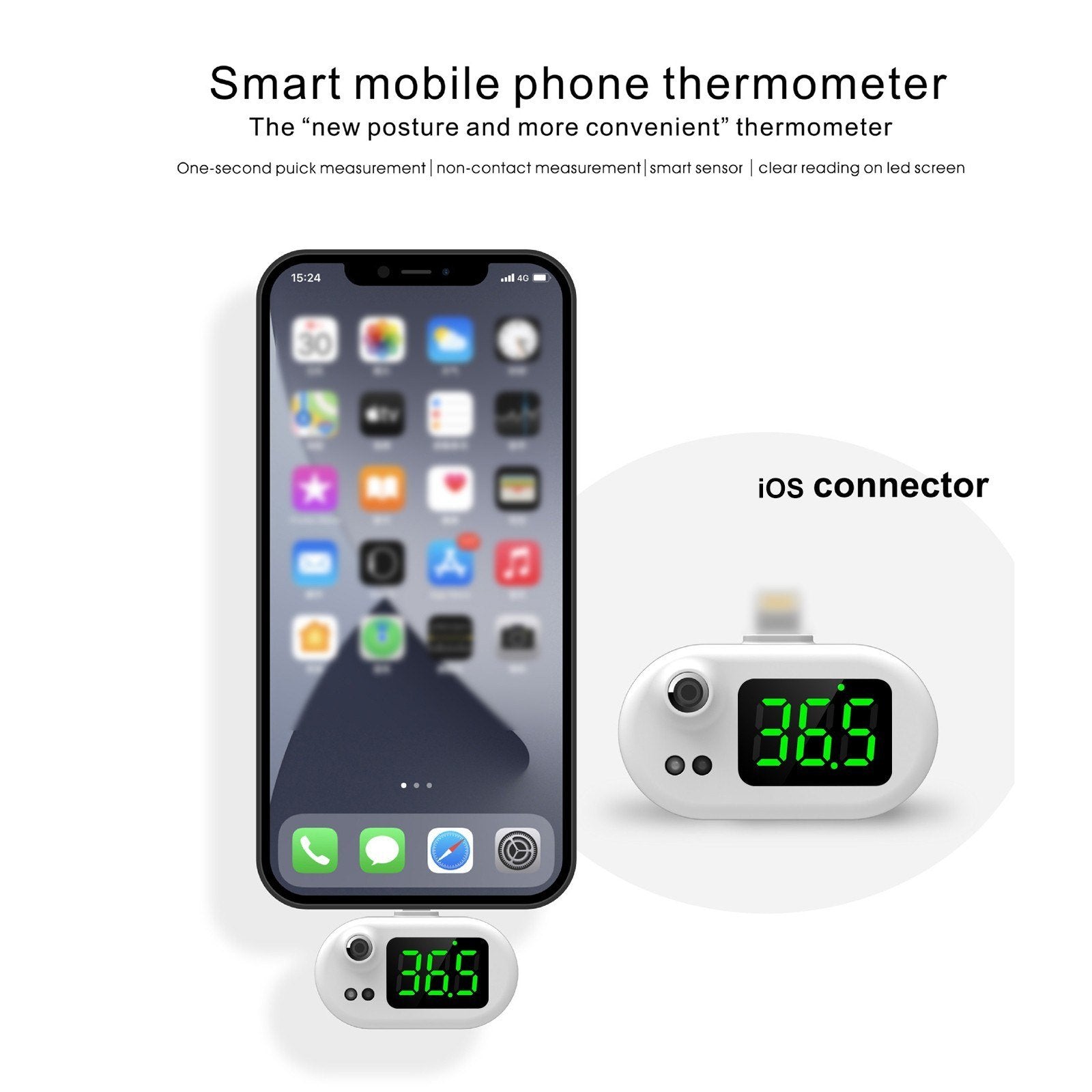 Smart Mobile Phone Thermometer Non Contact Digital Temperature Sensor Android Interface