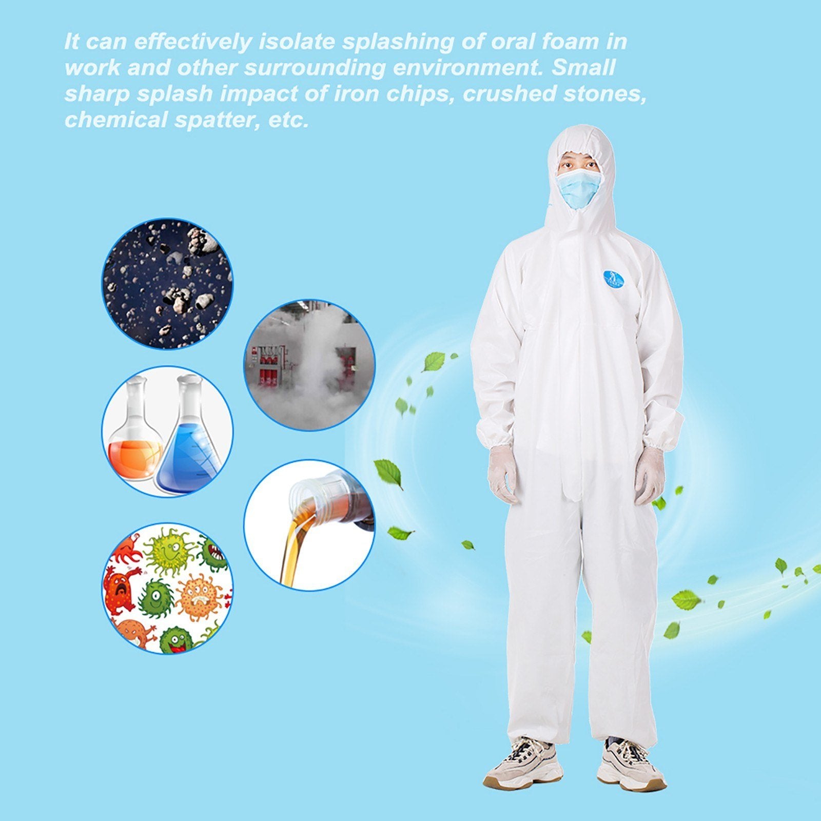 Coverall Disposable Isolation Suit Prevent Invasion for Staff Protective Clothing Dust-proof Coveralls Antistatic