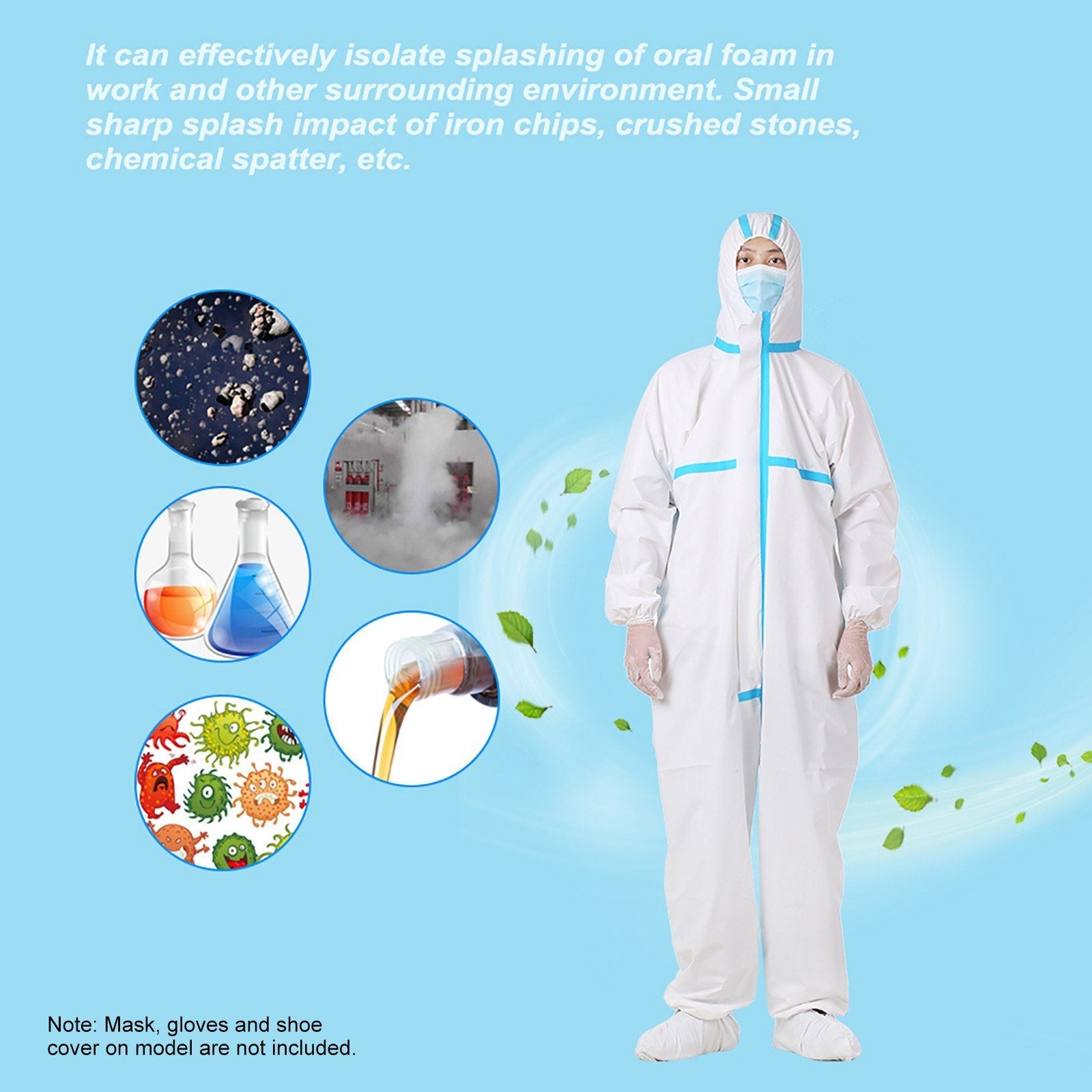 Coverall Disposable Isolation Suit for Staff Protective Clothing Dust-proof Coveralls Antistatic