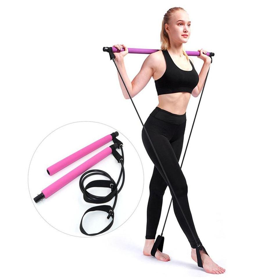 New Fitness Sport Pilate Bar Kit Gym Exercise Workout Stick with Resistance Band Body Building Puller