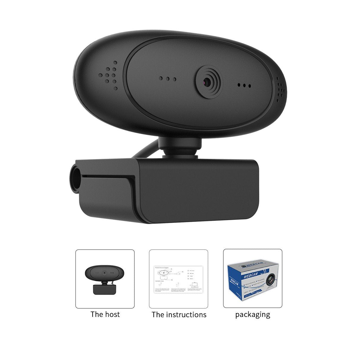 1080P HD Computer Camera Video Conference Webcam 2 M Auto Focus 360° Rotation with Microphone