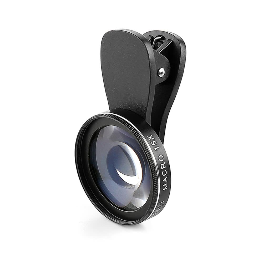 2 in 1 Clip-on Optical Glass Lens HD 0.6X Wide-angle Lens 15X Macro-lens for iPhone