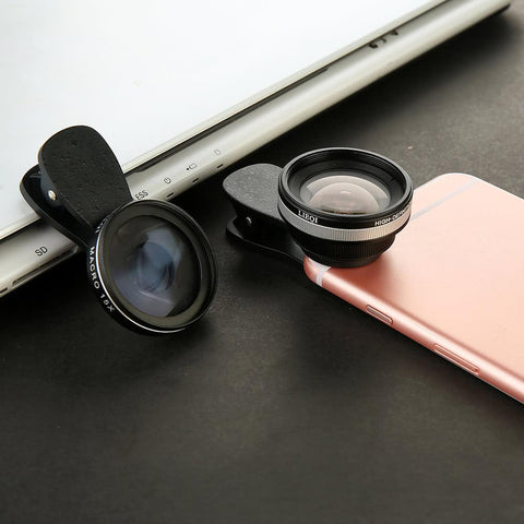 2 in 1 Clip-on Optical Glass Lens HD 0.6X Wide-angle Lens 15X Macro-lens for iPhone