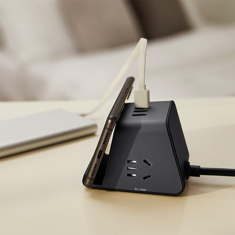 Wireless Charger Socket With Phone Bracket Holder 3 USB Ports Extended Line Sockets