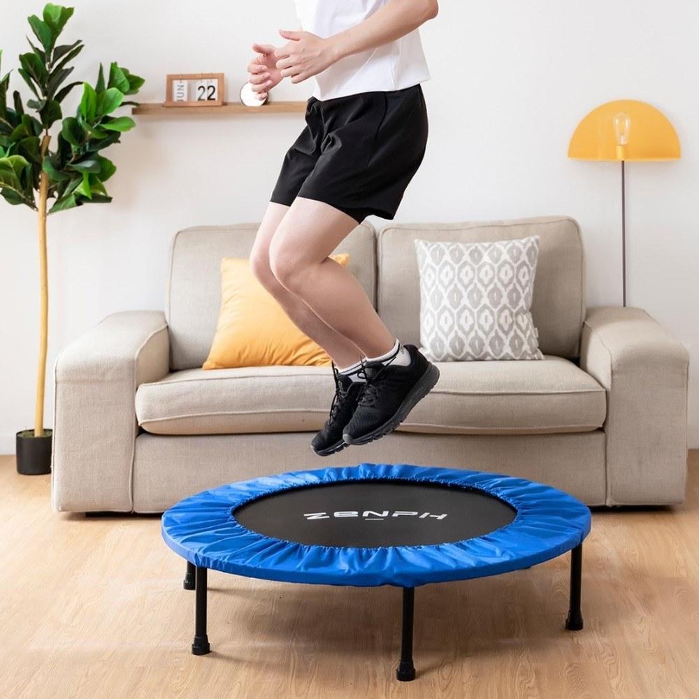 Foldable Muted Round Trampoline Kids Indoor Entertainment Adult Fitness Stability Training