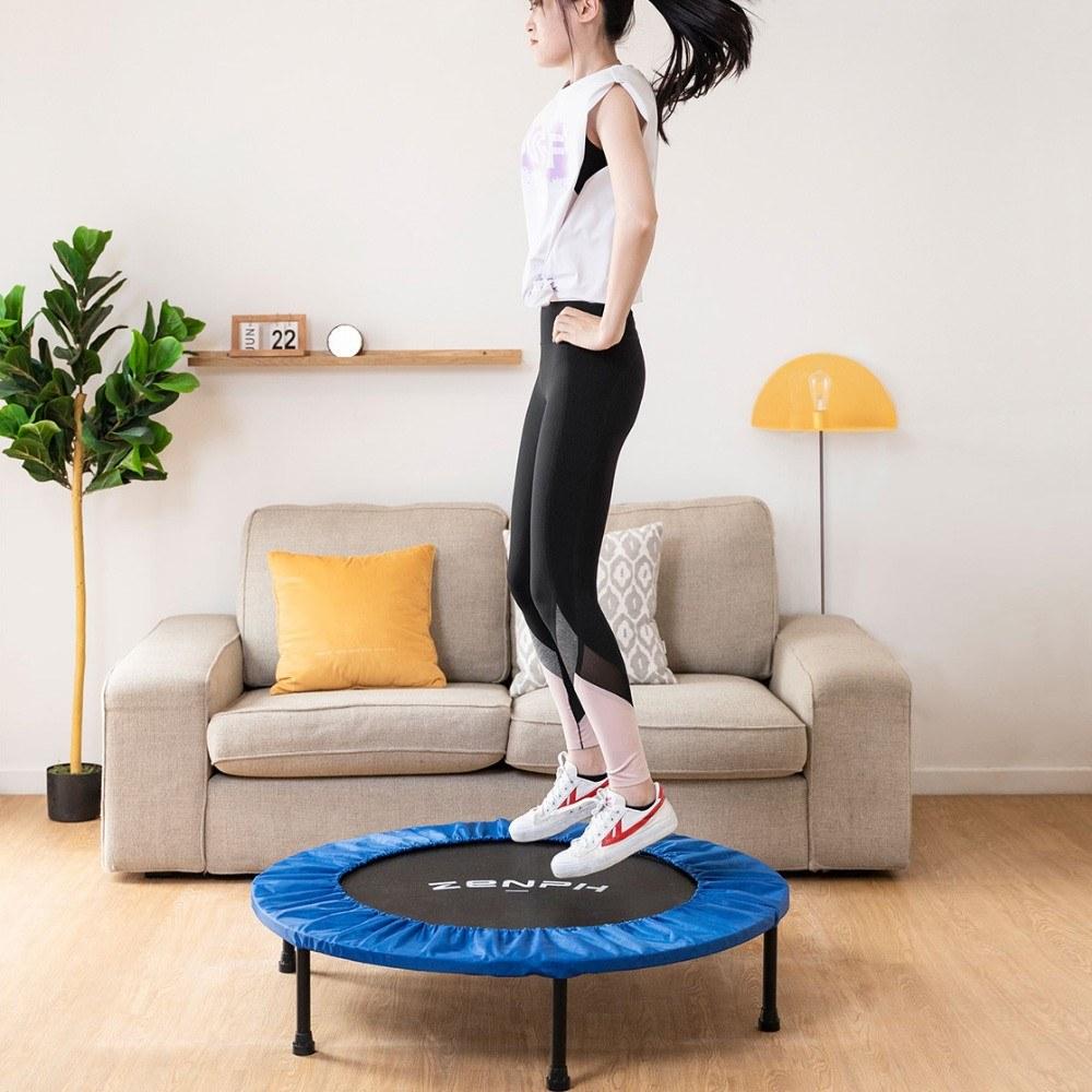 Foldable Muted Round Trampoline Kids Indoor Entertainment Adult Fitness Stability Training