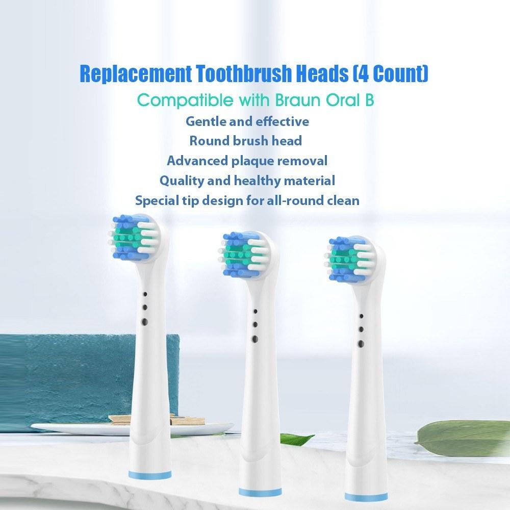 Replacement Toothbrush Heads Soft Bristles Compatible with Braun Oral B 4 Pack