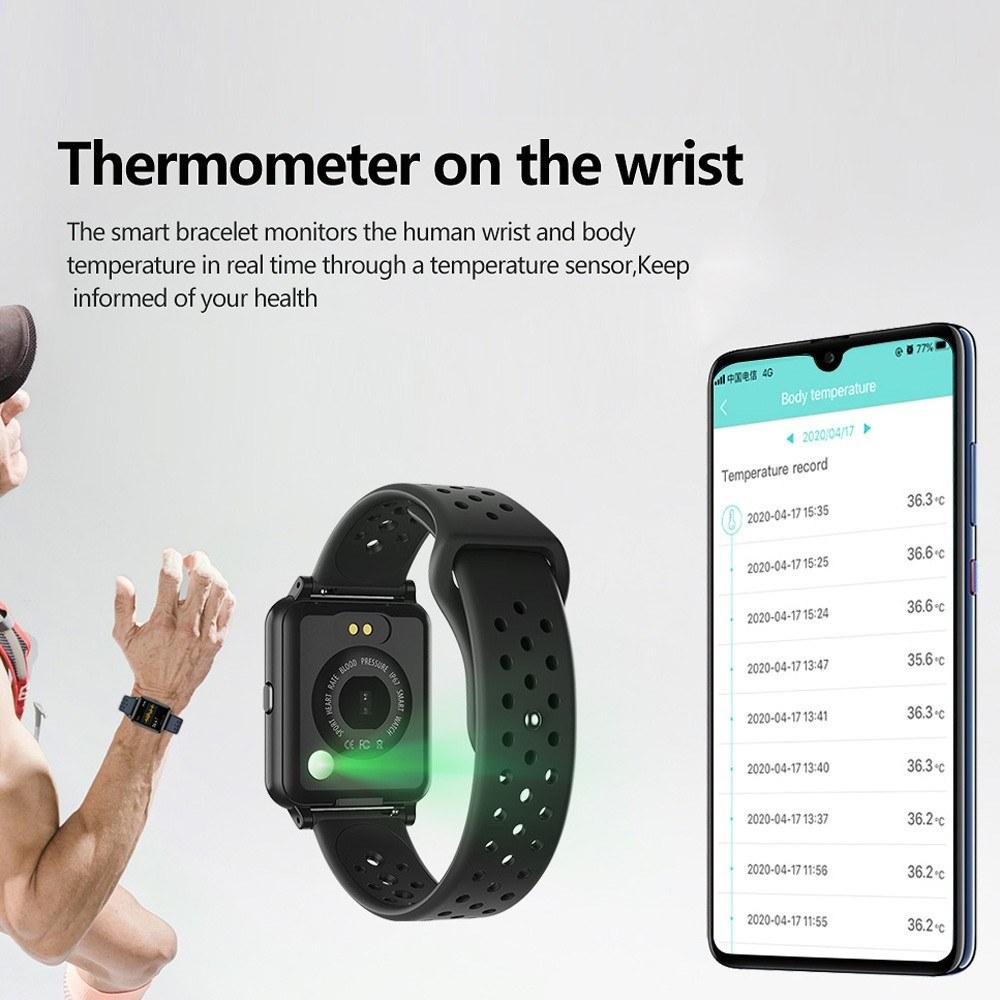 Sports Bracelet With Thermometer 1.3inch Sleep Heart Rate Blood Pressure Oxygen Monitor Wrist Band Watch