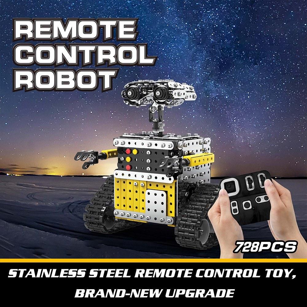 728PCS 2.4GHz 10 Channel RC Robot Building Blocks DIY Stainless Steel Toy Assembly Kits