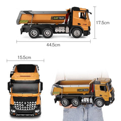 2.4Ghz 1/14 Scale RC Dump Truck Construction Vehicle Toy with LED Lights and Simulation Sound for Kids