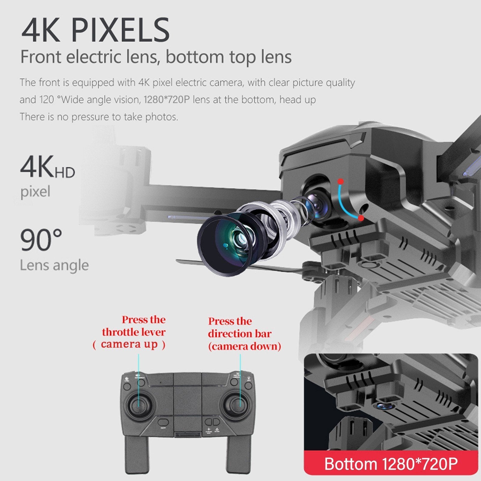 WIFI FPV 4K Camera RC Drone Dual Gesture Photo/video Optical Flow Positioning Headless Mode Quadcopter