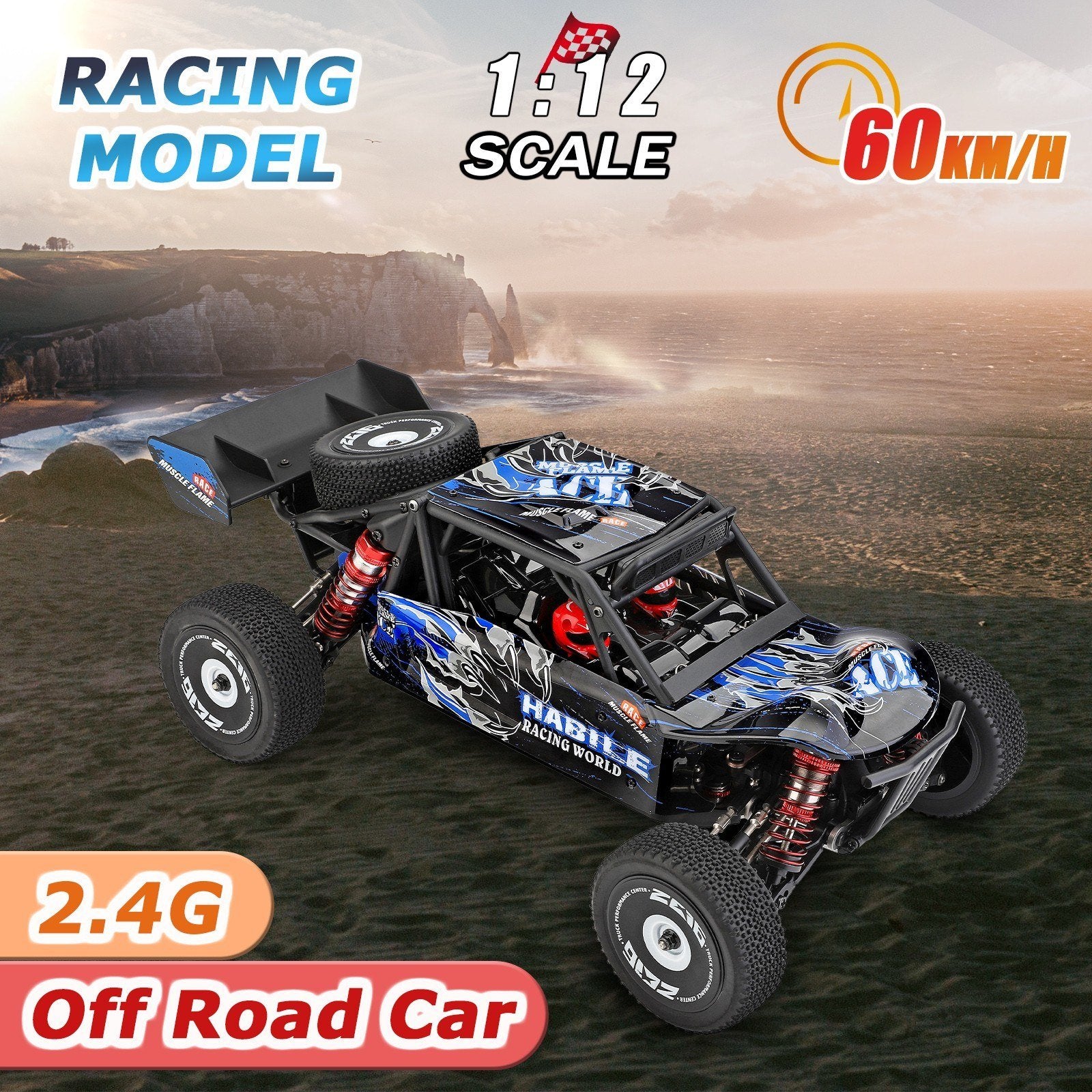 1/12 2.4GHz 60km/h Racing Car Off-Road Drift RTR 4WD with Aluminum Alloy Chassis Zinc Gear