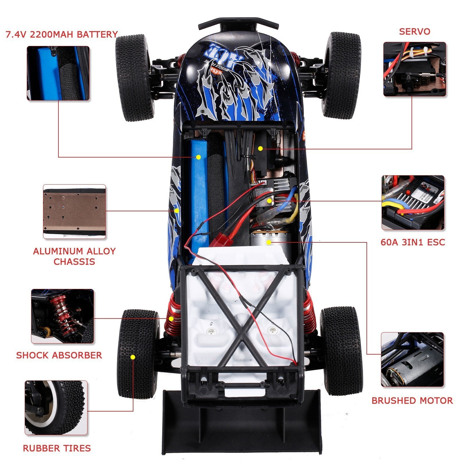 1/12 2.4GHz 60km/h Racing Car Off-Road Drift RTR 4WD with Aluminum Alloy Chassis Zinc Gear