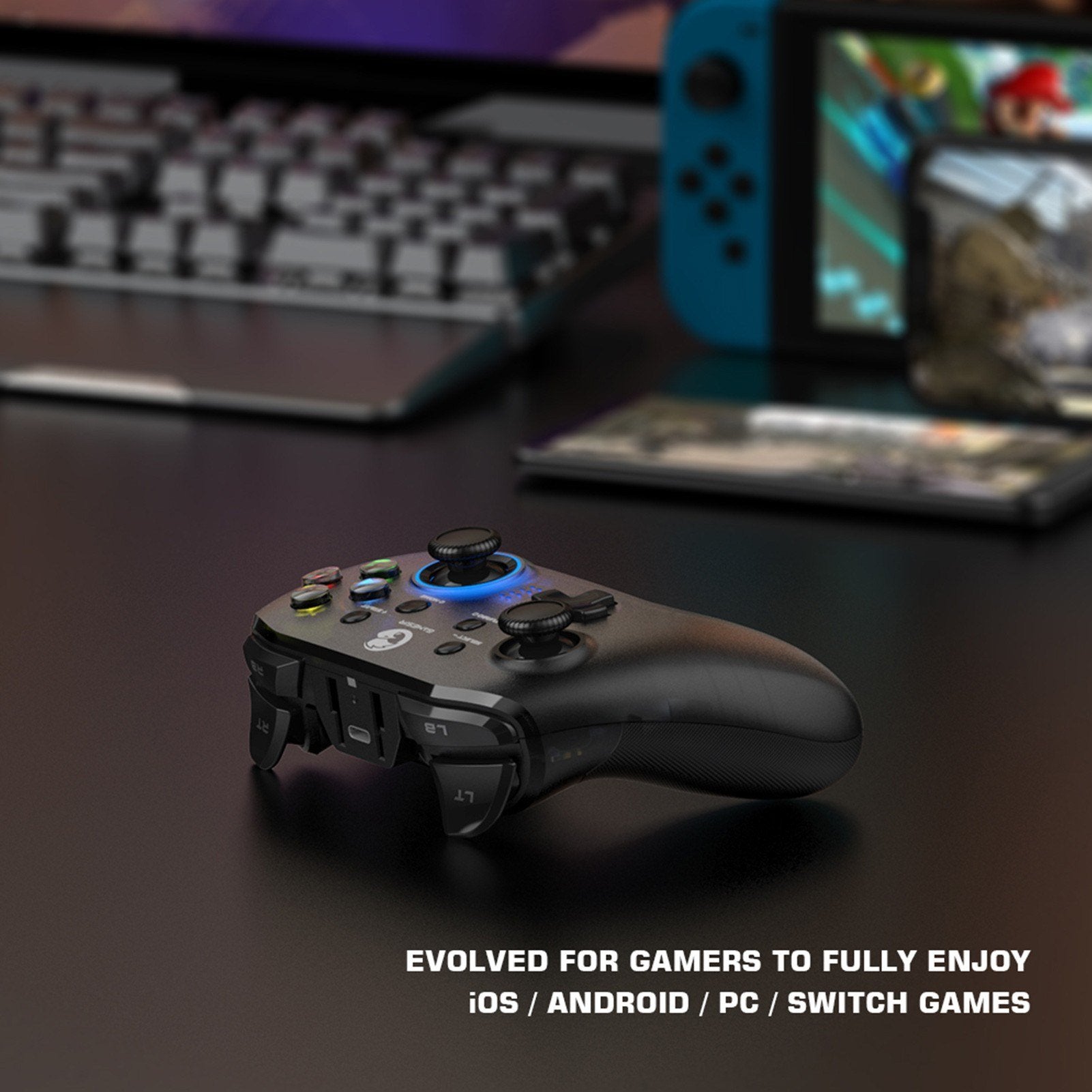 Gaming Controller Wireless Game Gamepad with LED Backlight Replacement for Windows 7 8 10 PC iOS Android Nintendo Switch