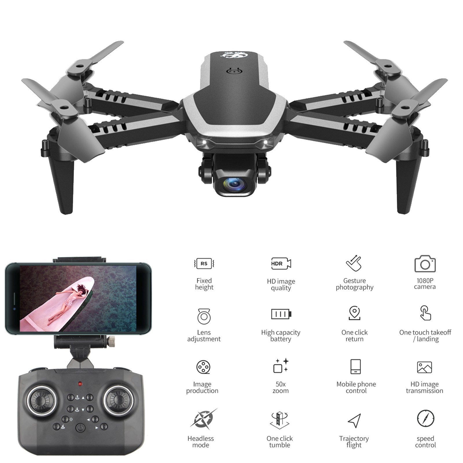 RC Drone 1080P Camera Mini Foldable Quadcopter for Kids