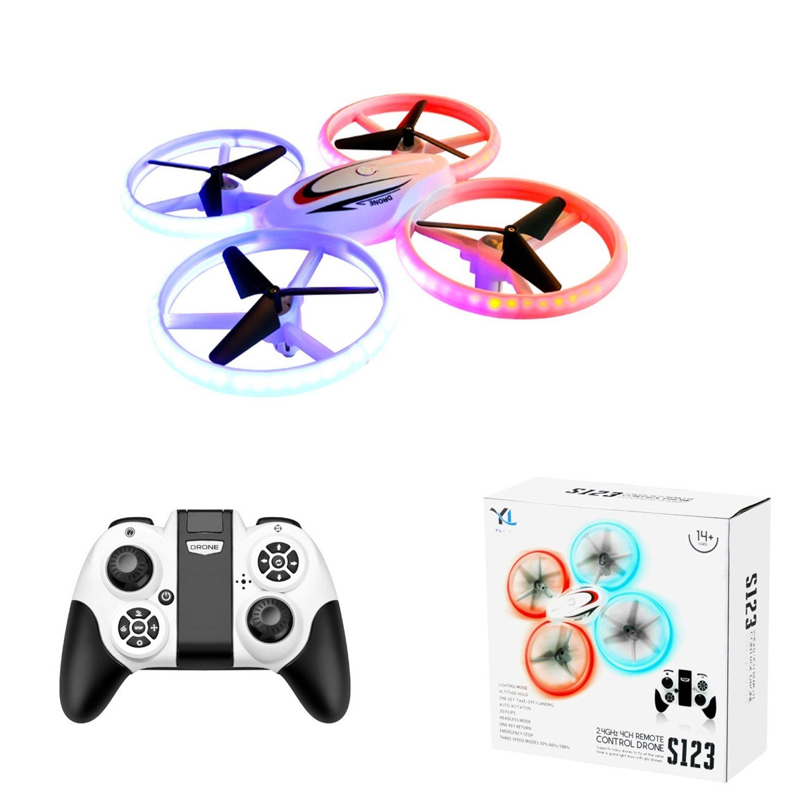 2.4GHz 4 Channel S123 LED Mini Drone for Kids Remote Control Small RC Quadcopter