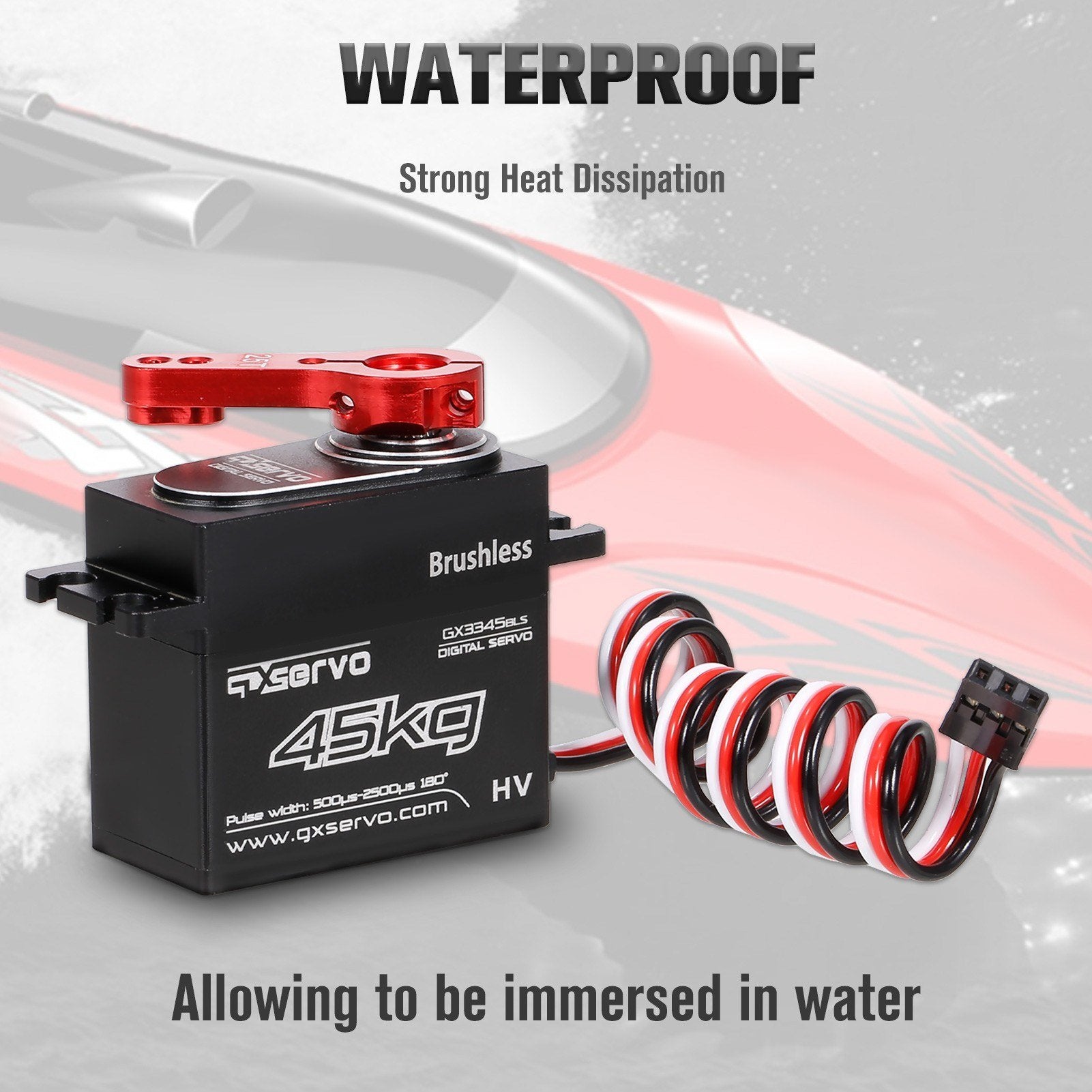 IP67 Waterproof Steering Servo High Torque Full Metal Body Steel Gear Brushless Digital for 1/10 1/8 RC Car Boat Robot