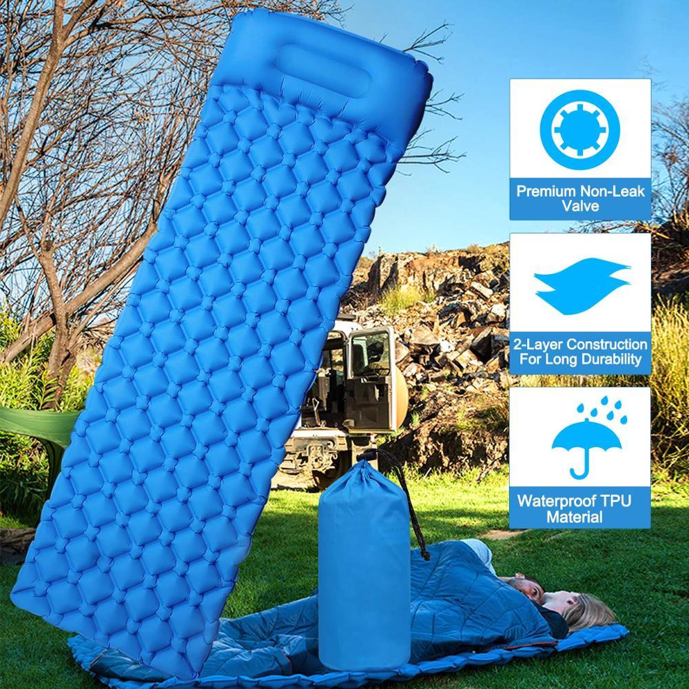 Waterproof Camping Mat Inflatable Mattress with Pillow in Tent for Travel Camping