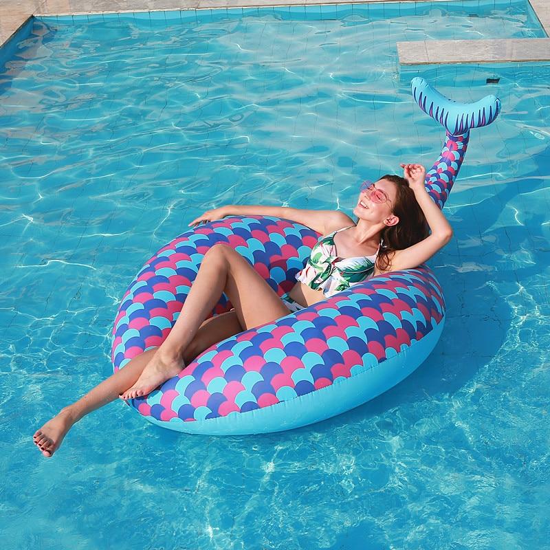 Mermaid Inflatable Circle Rubber Ring for Swimming Pool Kids Adult Float Outdoor Party Toys