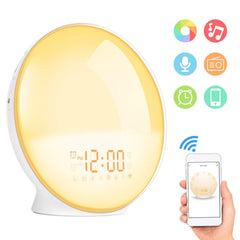 Intelligent SmartAPP Voice Control Wifi Alarm Clock Adjustable Digital Snooze Colorful Lamp Night Light