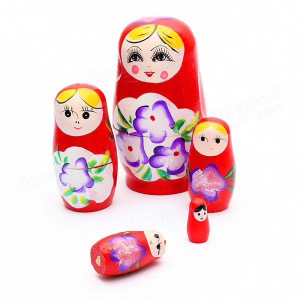 Lovely Russian Nesting Matryoshka 5-Piece Wooden Doll Set