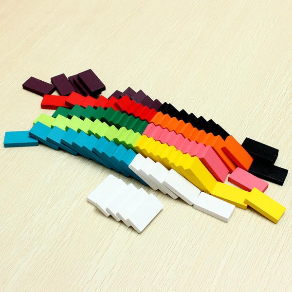 100pcs Many Colors Authentic Standard Wooden Children Domino Toys