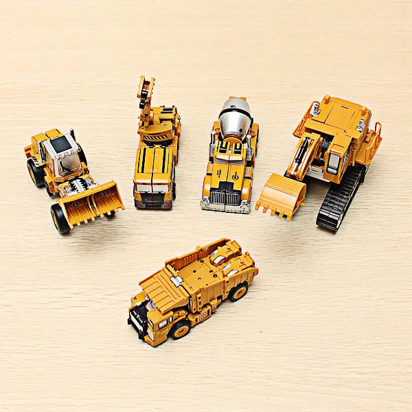 Metal Truck Hercules 5 In 1 Combination Robot Excavator Crane Vehicle Transformable Toys
