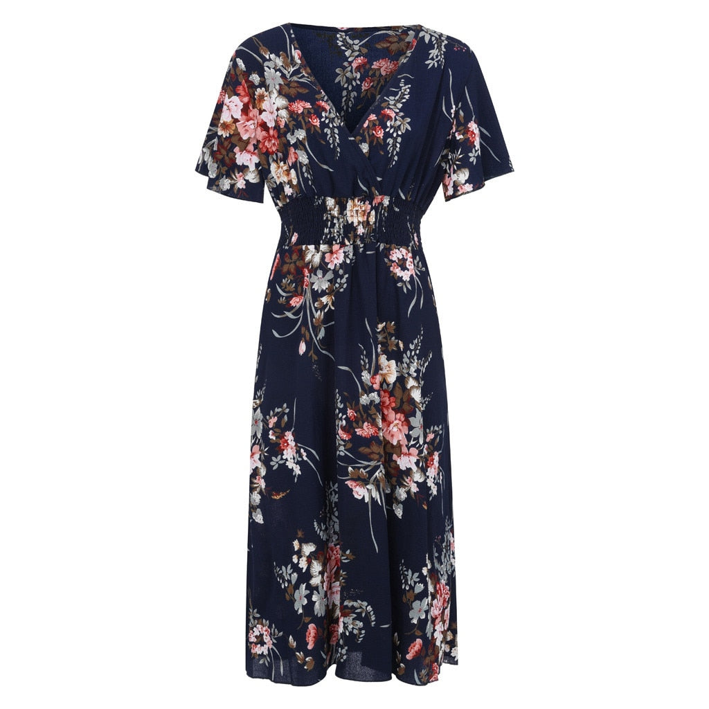 Plus Size Floral Tulip Sleeve Maxi Dress for Summer