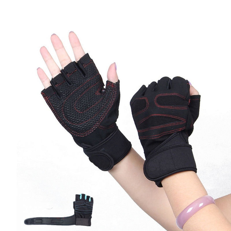 Half Finger Gym Gloves Heavyweight Sports Exercise Lifting BodyBuilding Training Fitness - JustgreenBox