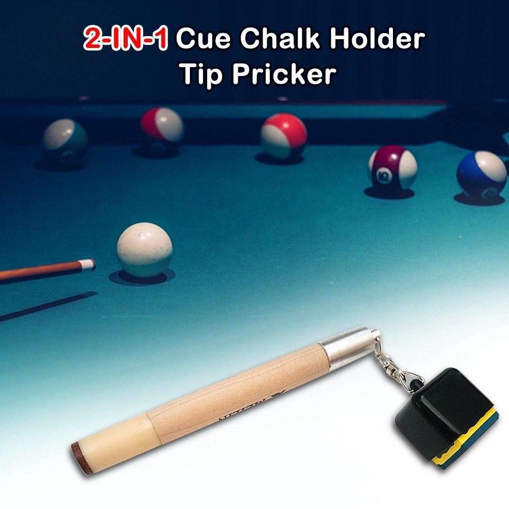 2-IN-1 Cue Chalk Holder Tip Pick Tool Billiards Pool Pricker Prep
