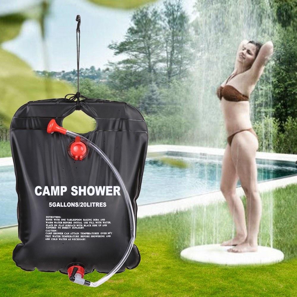 Outdoor Shower Bathing Bag Portable Solar Heated Traveling Hiking Climbing Pet Cleaning