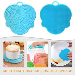 Silicone Collapsible Portable Bowl Expandable with Lid and Dish Sponge for Travel Camping Hiking