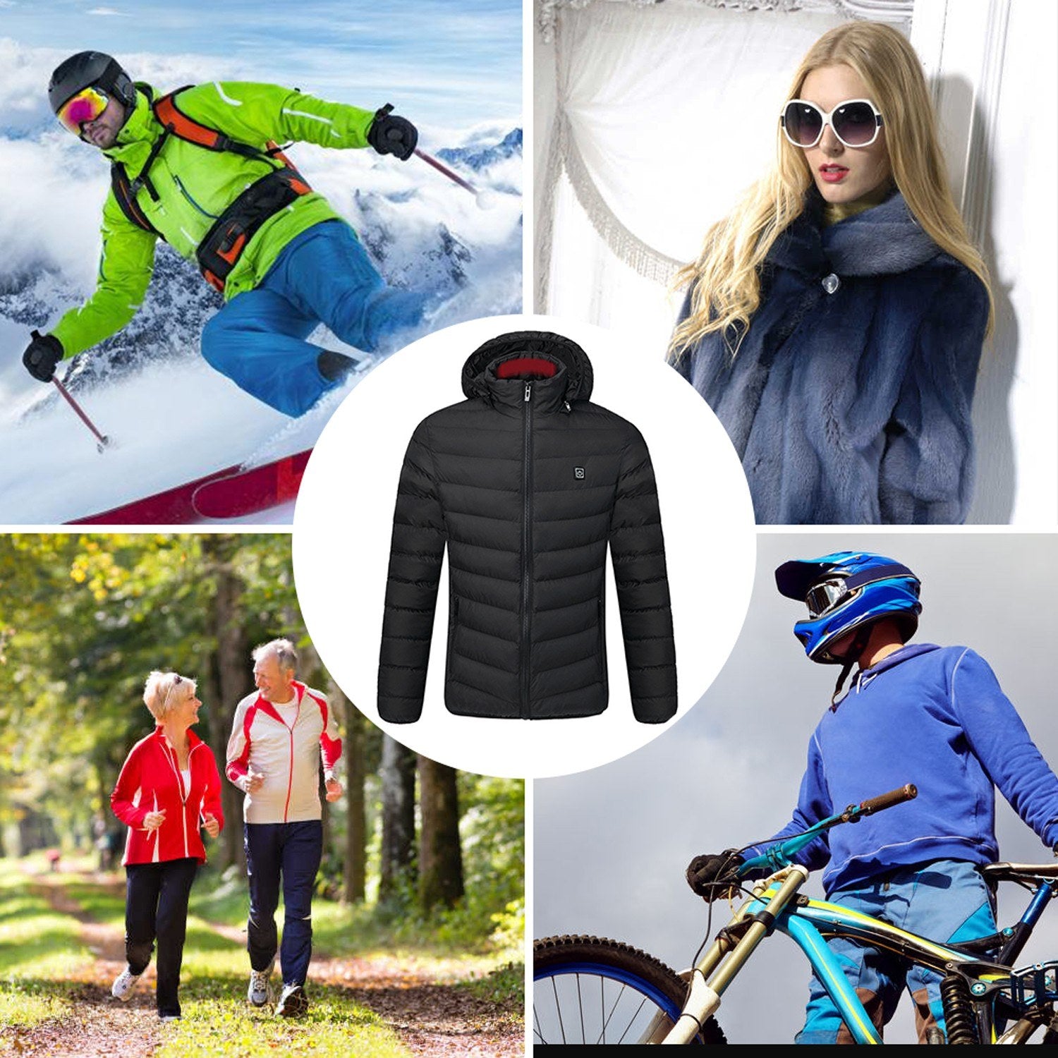Unisex Outdoor USB Heating Coat Jacket Winter Flexible Electric Thermal Clothing Long Sleeves Fishing Hiking Warm Clothes