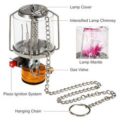 Outdoor Portable Camping Gas Lantern Piezo Ignition Mini Gas Tent Lamp Light