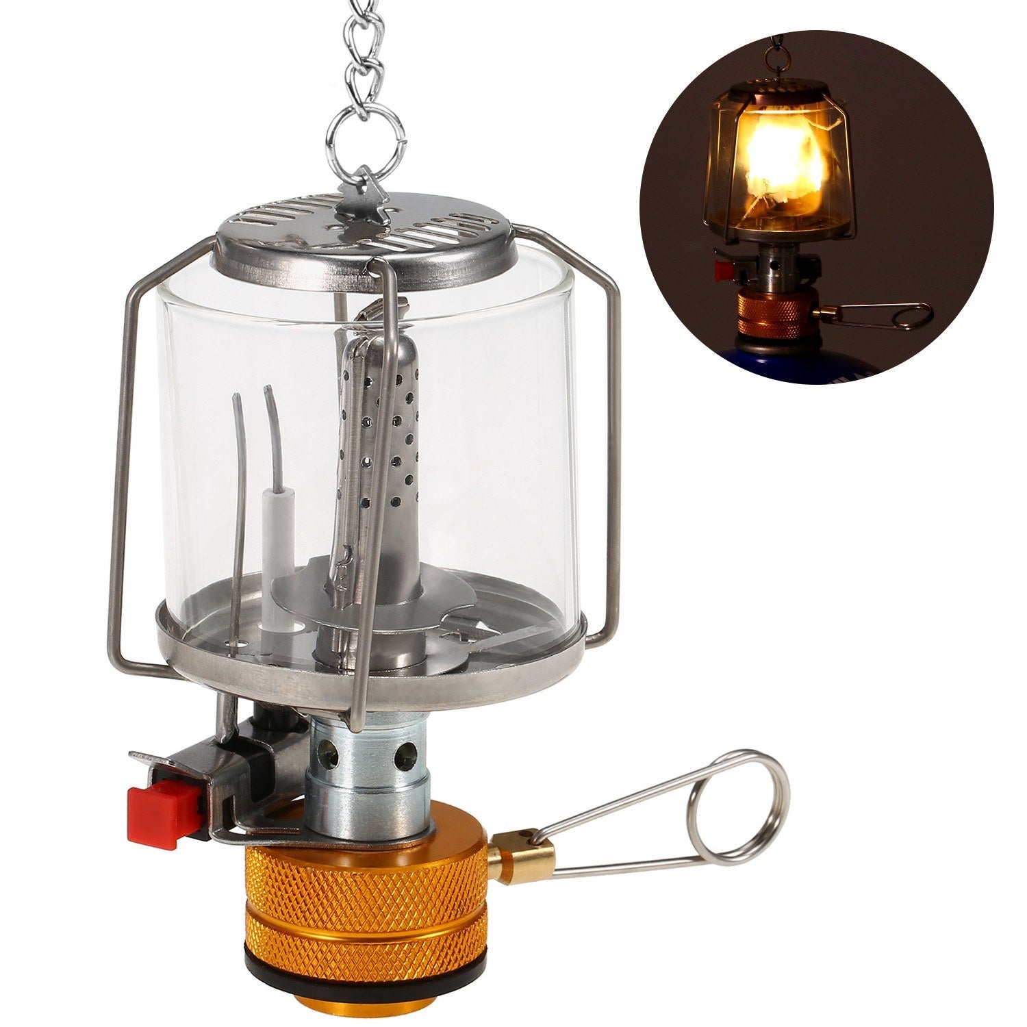 Outdoor Portable Camping Gas Lantern Piezo Ignition Mini Gas Tent Lamp Light