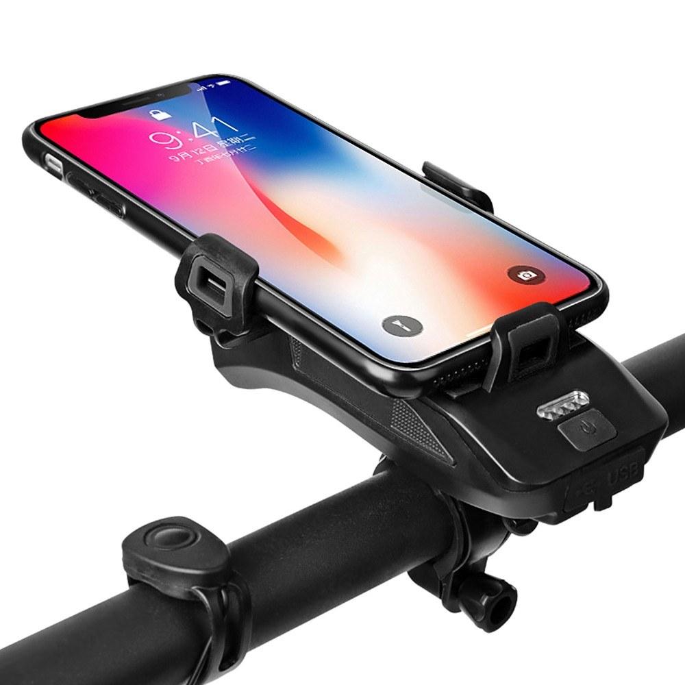 4 IN 1 Multi-functional Bike Light Bicycle Horn Lamp with Mobile Phone Bracket