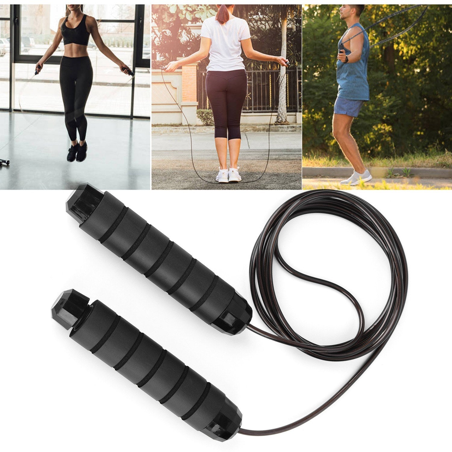 Abdominal Roller with Knee Pad Adjustable Jump Rope for Home Office Gym Fitness Workout Exercise