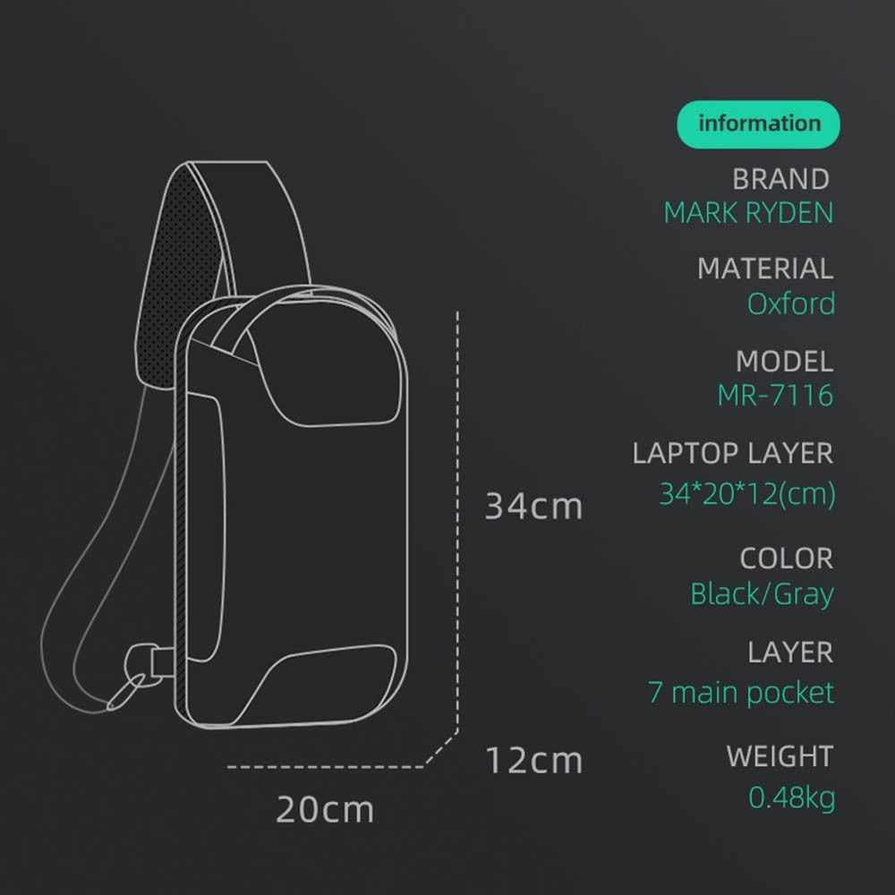 Man Chest Pack Multi-Function Business Style Anti-Theft Single Shoulder Pack