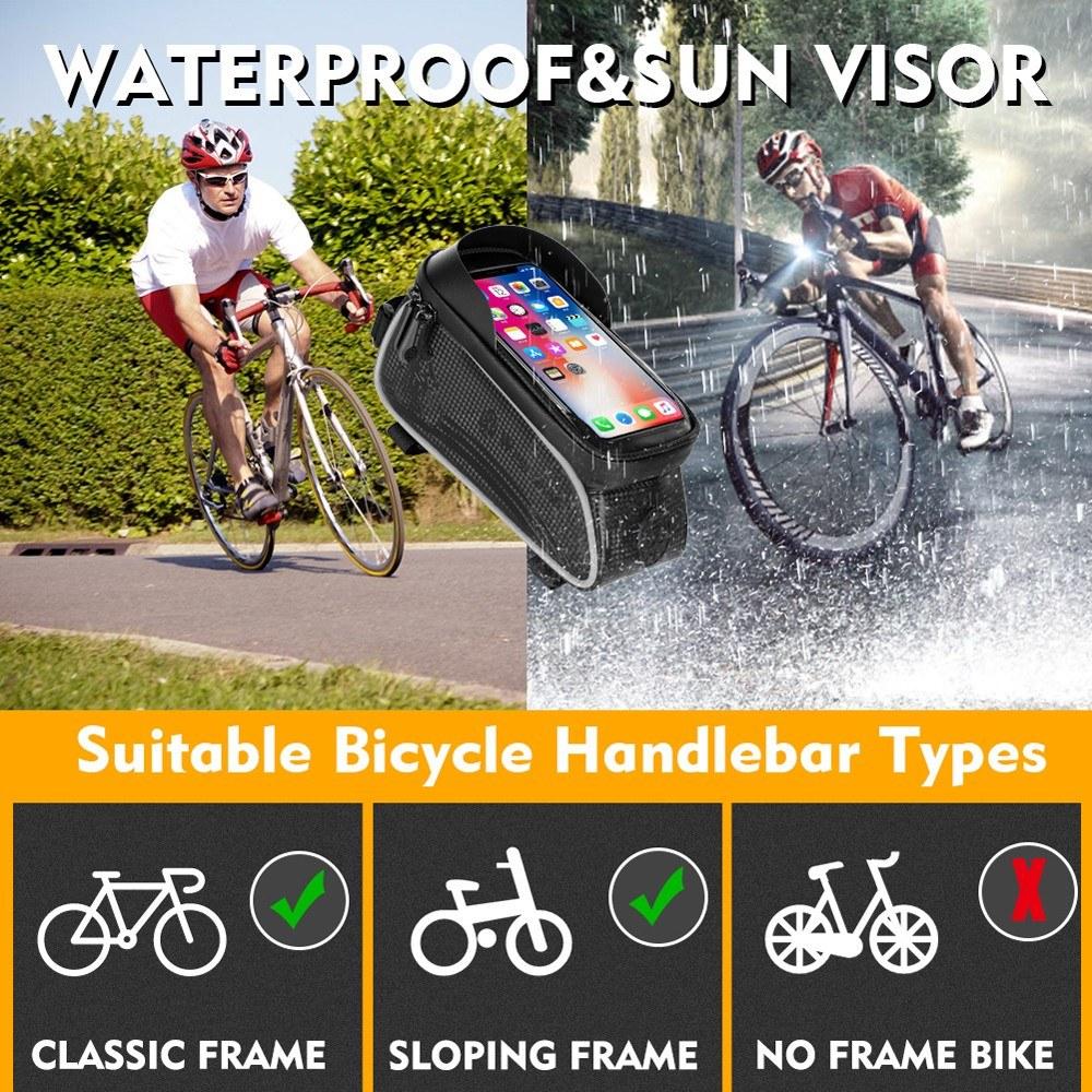 MTB Road Cycling Waterproof Top Tube Bag Touch Screen Bicycle Front Frame Pannier