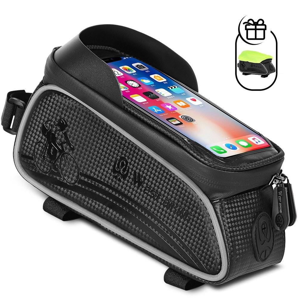 MTB Road Cycling Waterproof Top Tube Bag Touch Screen Bicycle Front Frame Pannier