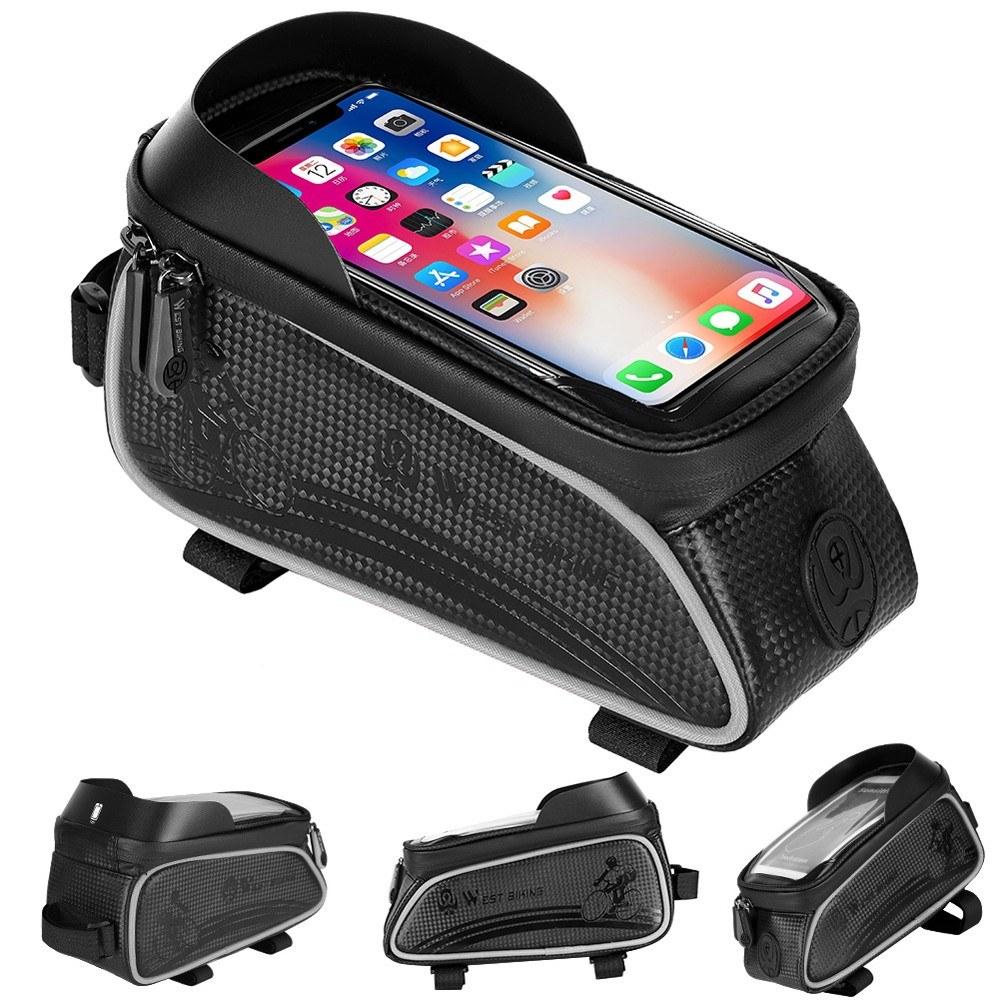 MTB Road Cycling Waterproof Top Tube Bag Touch Screen Bicycle Front Frame Pannier