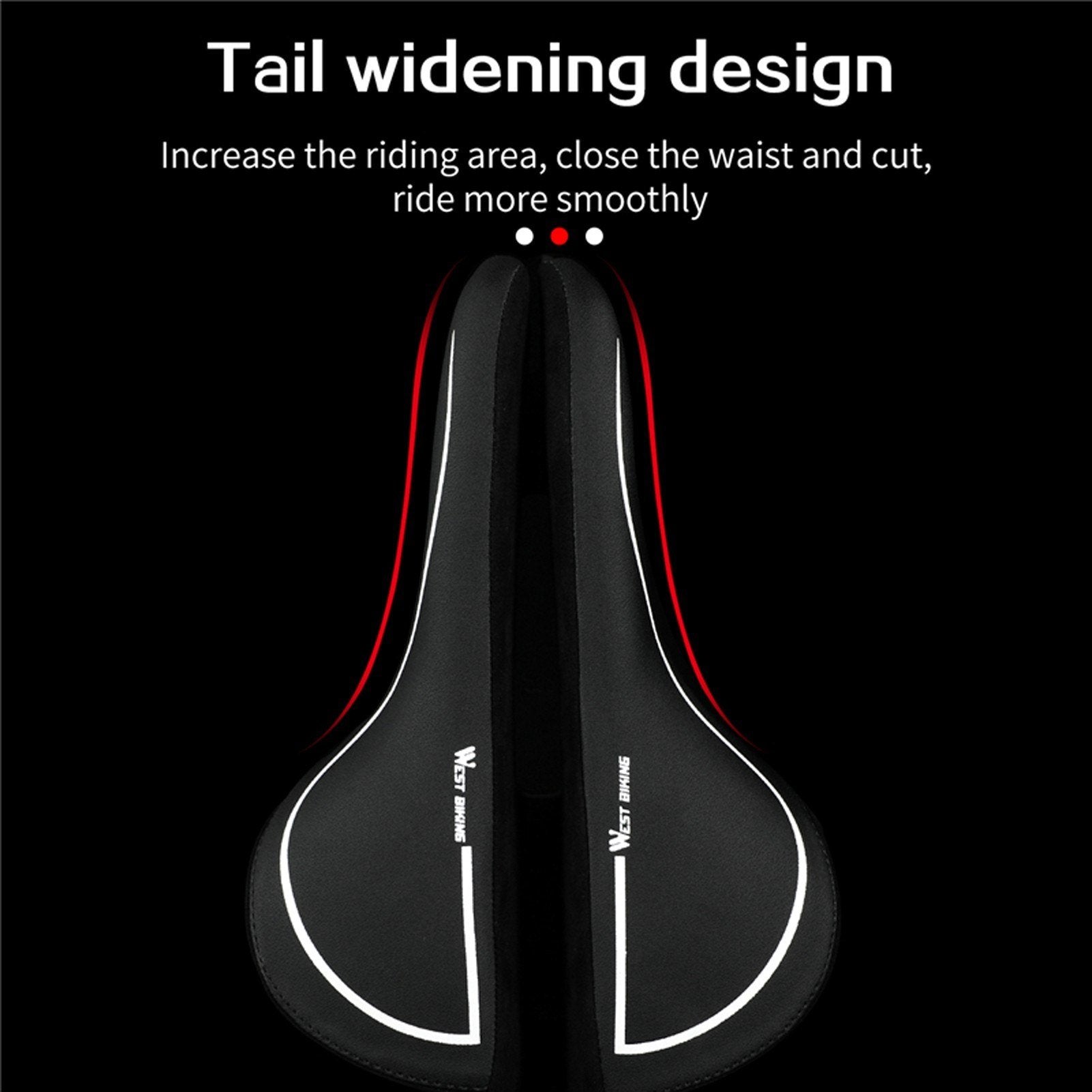 Bicycle Saddle With Taillight Cycling Cushion Shockproof Breathable Bike Rear Light