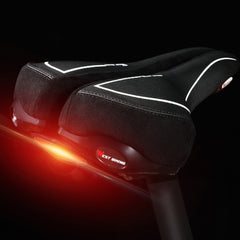 Bicycle Saddle With Taillight Cycling Cushion Shockproof Breathable Bike Rear Light