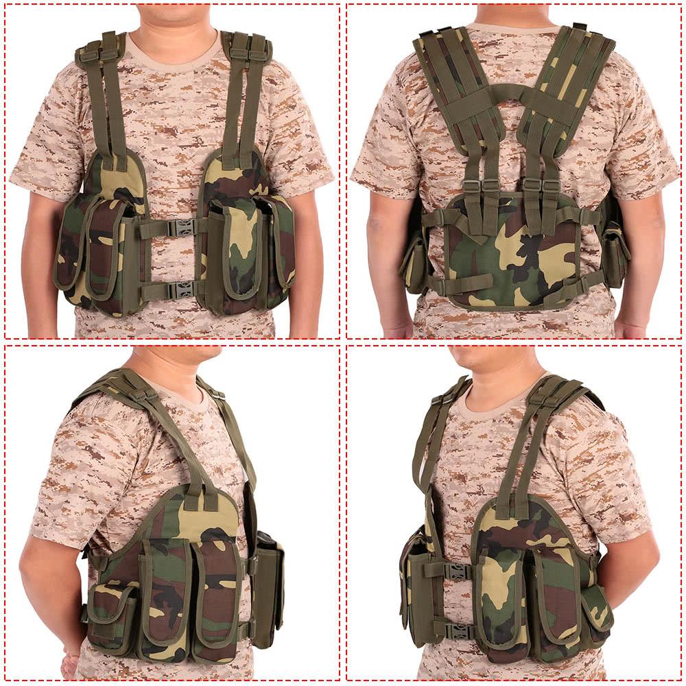 Outdoor Tactical Chest Rig Adjustable Padded Modular Military Vest Mag Pouch Magazine Holder